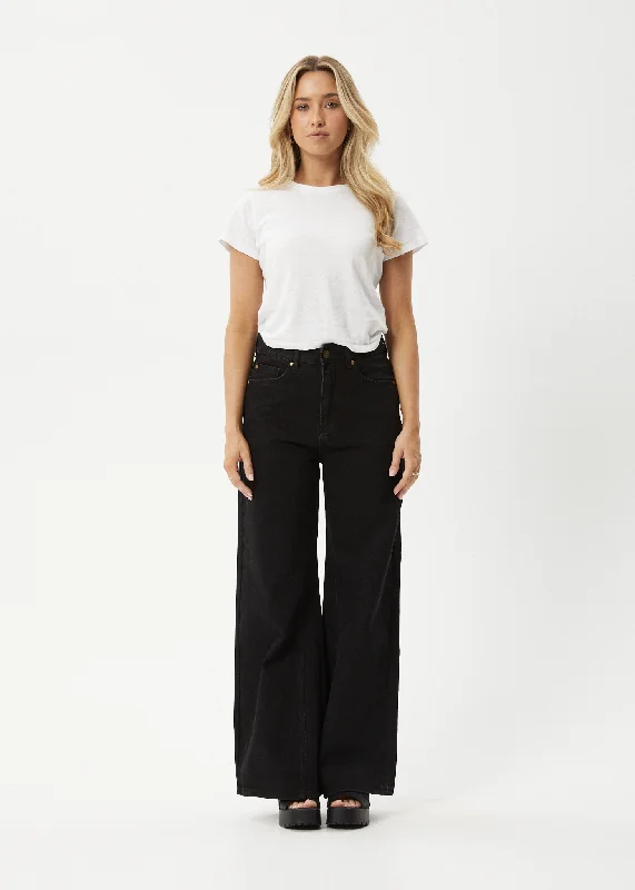 AFENDS Womens Gigi - Denim Flared Jeans - Washed Black Trendy Bootcut High-Waisted Jeans AFENDS Womens Gigi - Denim Flared Jeans - Washed Black Trendy Bootcut High-Waisted Jeans