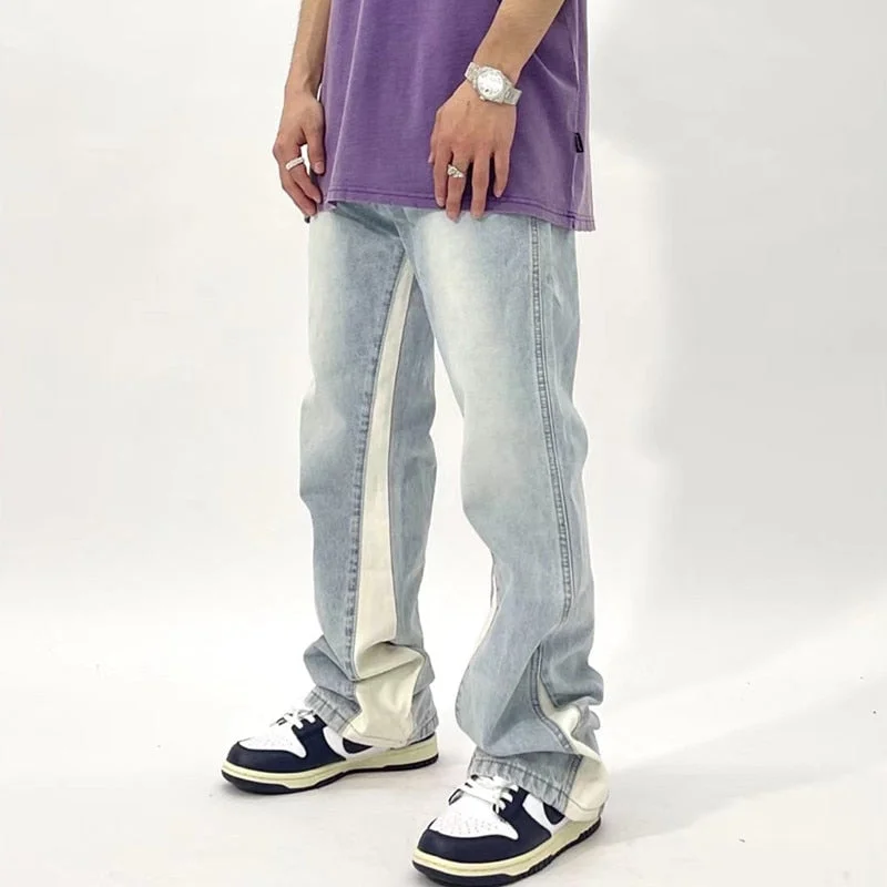 Bonsir New Fashion Patchwork Retro Washed Baggy Men Flare Jeans Trousers Hip Hop Straight Women Vintage Denim Pants Pantalon Homme Classic Black Denim Jeans Bonsir New Fashion Patchwork Retro Washed Baggy Men Flare Jeans Trousers Hip Hop Straight Women Vintage Denim Pants Pantalon Homme Classic Black Denim Jeans