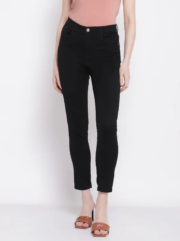Women's Casual Skinny Fit Black No Fade Mid rise Jeans Fashionable Slouchy Fit Jeans Women's Casual Skinny Fit Black No Fade Mid rise Jeans Fashionable Slouchy Fit Jeans