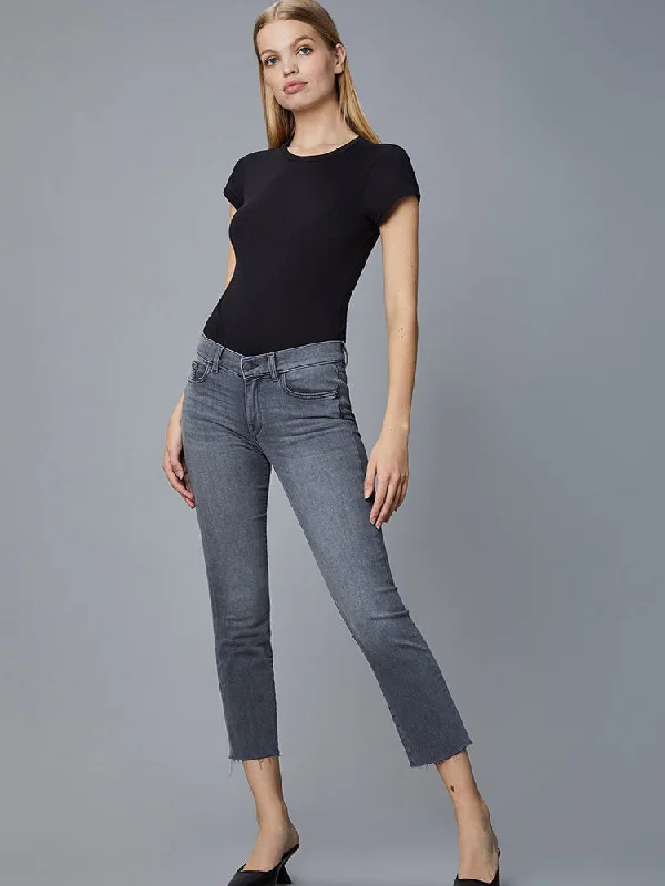 DL1961 Mara Straight Jeans in Overcast Raw Comfortable Zip-Up Skinny Jeans