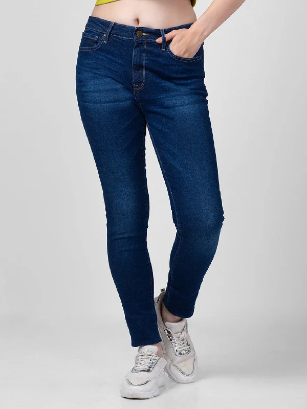 Spykar Women Dark Blue Cotton Skinny Fit Regular Length Jeans (Adora) Casual Distressed Skinny Jeans Spykar Women Dark Blue Cotton Skinny Fit Regular Length Jeans (Adora) Casual Distressed Skinny Jeans