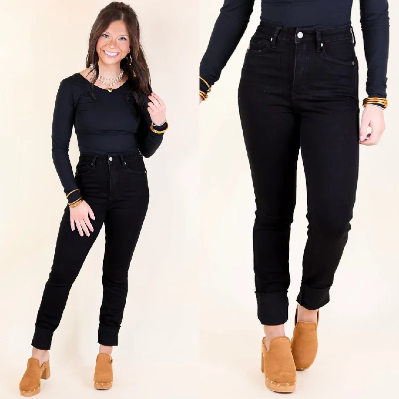 Judy Blue | Versatile Vibes High Waisted Tummy Control Skinny Jeans with Shield Pockets in Black Casual Wide-Legged Denim Jeans Judy Blue | Versatile Vibes High Waisted Tummy Control Skinny Jeans with Shield Pockets in Black Casual Wide-Legged Denim Jeans