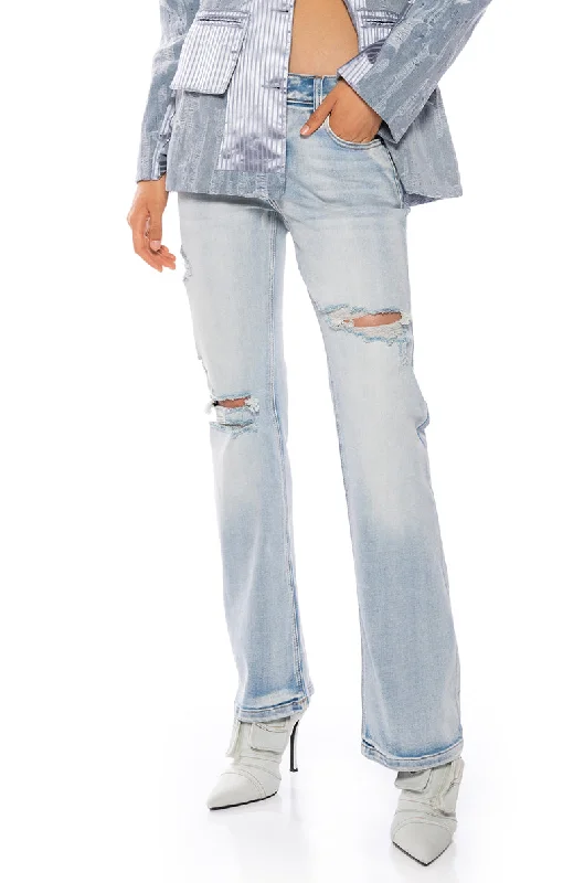 MONICA DISTRESSED LOW RISE JEANS Trendy Colored Denim Jeans