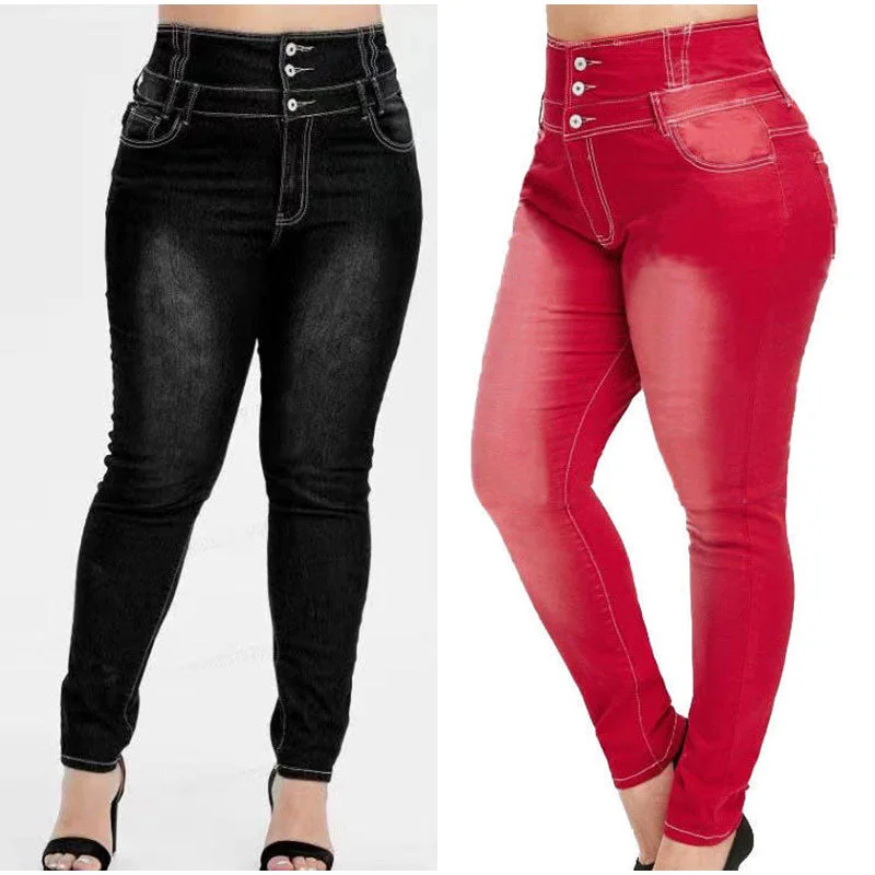 Women's Plus Size Button Up Skinny Black Gray Spring Long Jeans Casual Skinny Fit Jeans Women's Plus Size Button Up Skinny Black Gray Spring Long Jeans Casual Skinny Fit Jeans