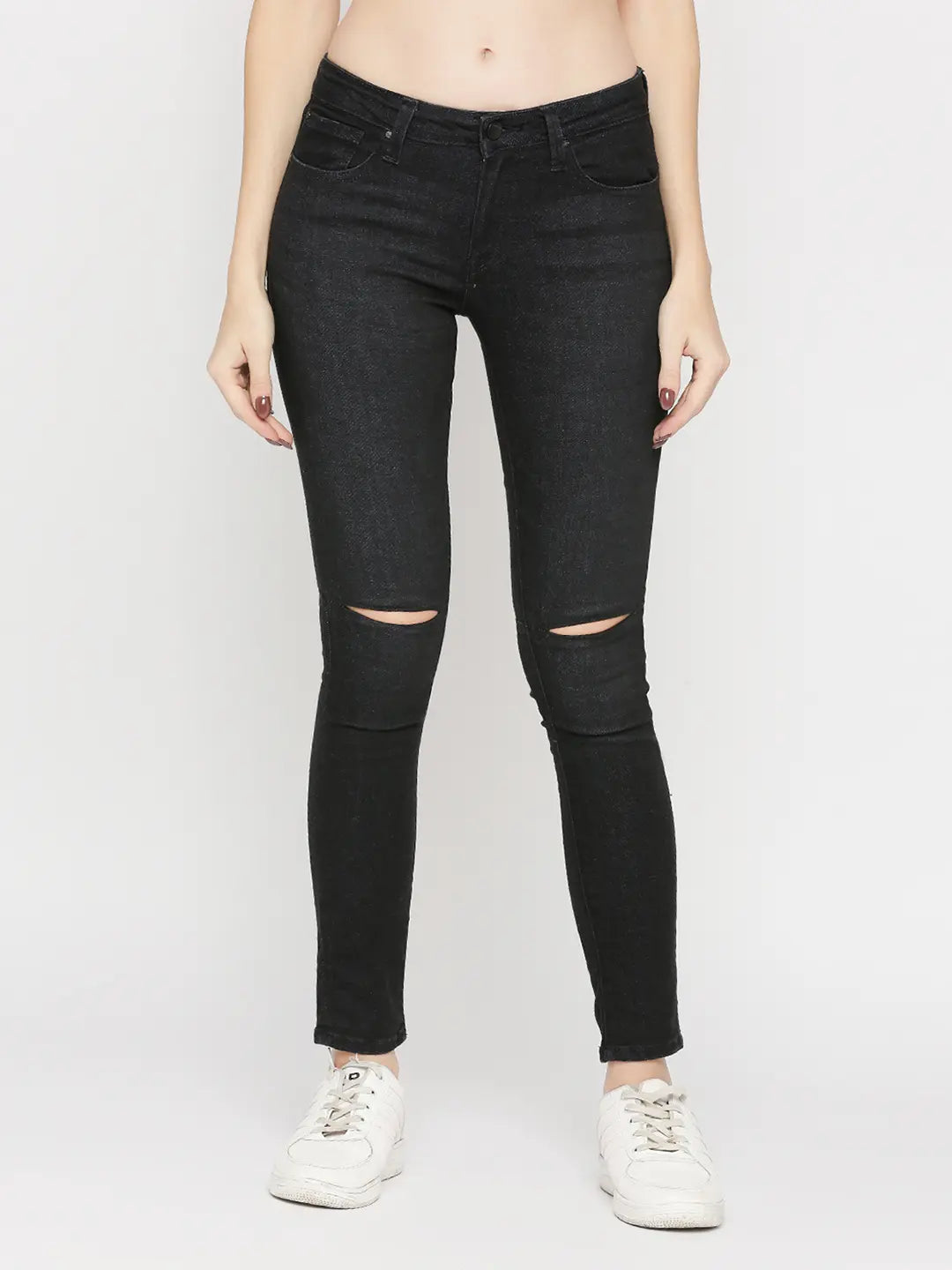 Spykar Women Black Lycra Slim Fit Narrow Length Low Distress High Rise Jeans - (Alicia) Comfortable Stretch Fit Jeans Spykar Women Black Lycra Slim Fit Narrow Length Low Distress High Rise Jeans - (Alicia) Comfortable Stretch Fit Jeans