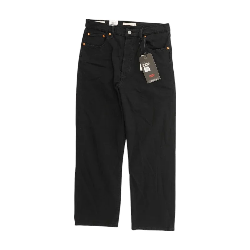 Black Solid Straight Leg Jeans