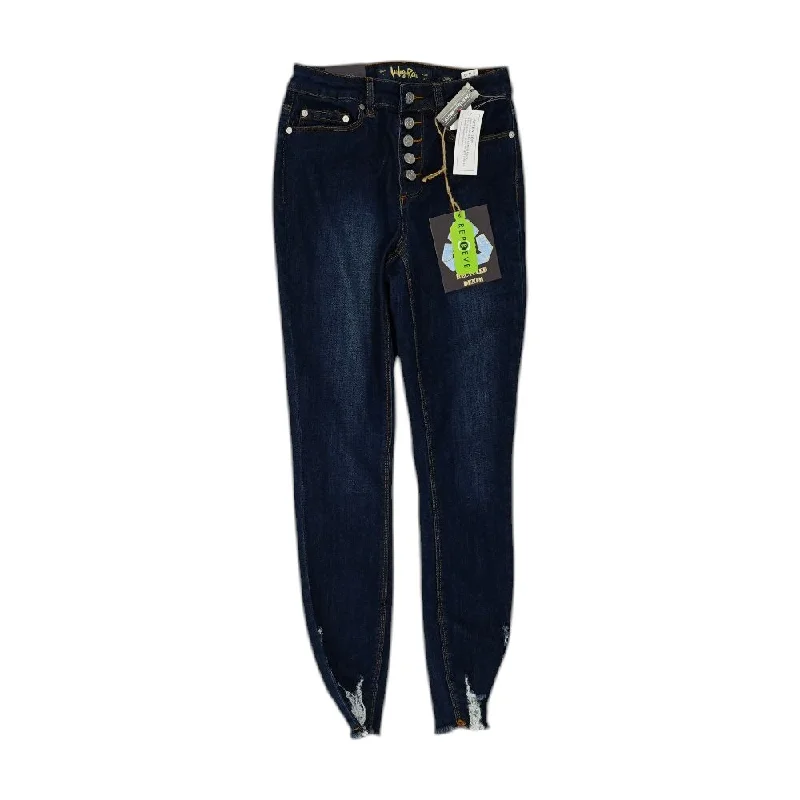 Blue Solid High Rise Skinny Leg Jeans