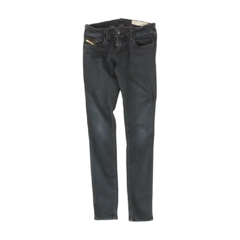 Blue Solid Low Rise Slim Leg Jeans