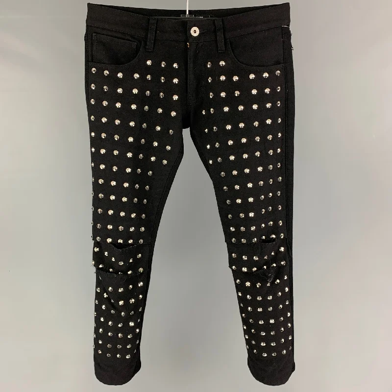 JUNYA WATANABE Size 6 Black Silver Studded Cutout Jeans