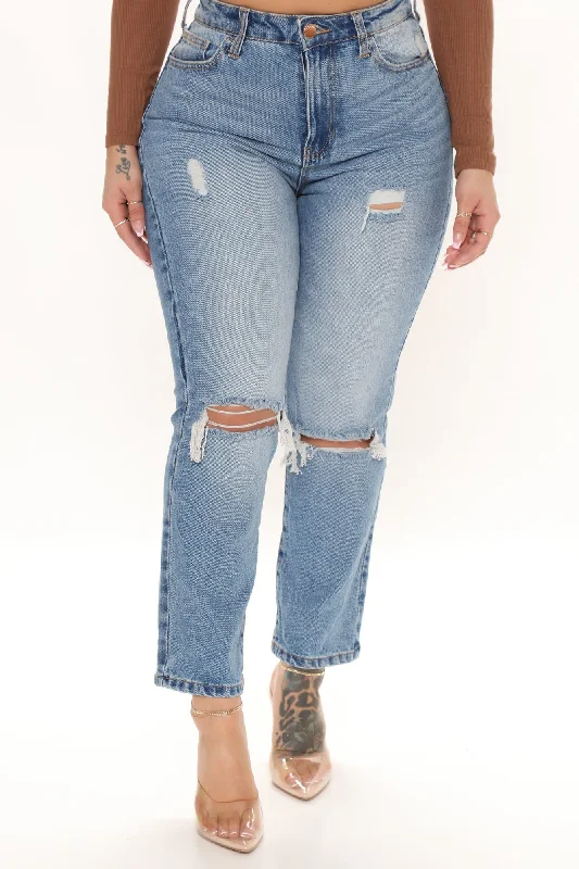 Just In Time High Rise Straight Leg Jeans - Medium Blue Wash