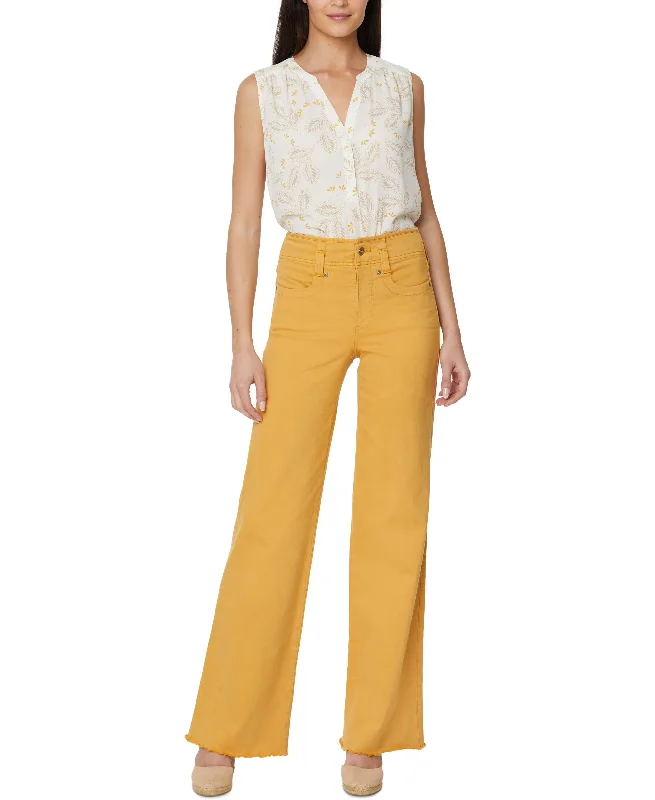 Nydj Teresa Wide Leg Frayed Hem Jeans