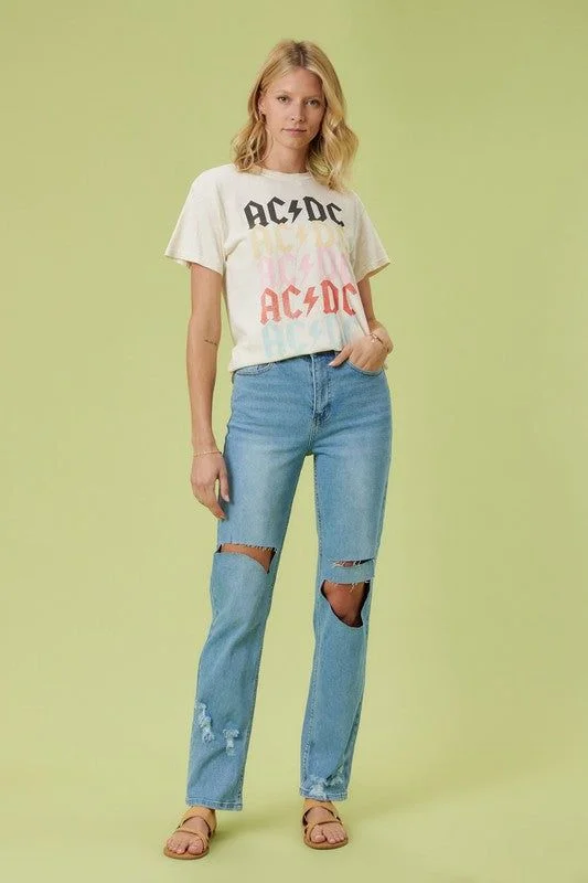 Vibrant MIU High Rise Distressed Wide Leg Jeans